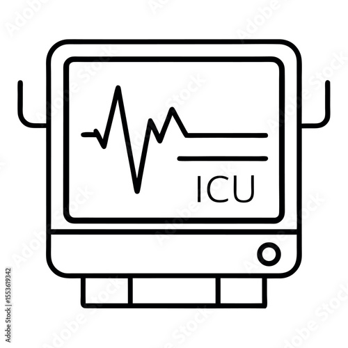 Minimal vector icon representing an ICU (Intensive Care Unit). Ideal for hospital dashboards, medical apps, healthcare signage, emergency visuals, and clinical interfaces.