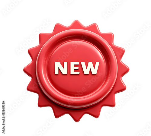 Red new badge isolated on a transparent background