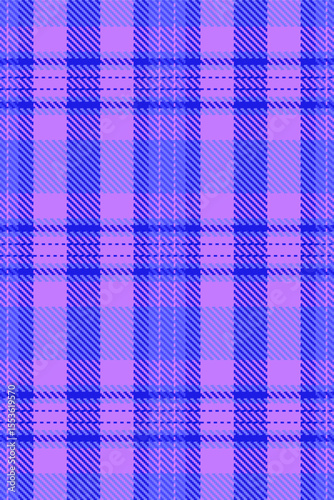 Vintage tartan vector texture, strip plaid background seamless. Good fabric textile check pattern in indigo and violet colors.