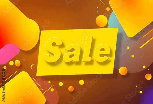 Abstract yellow sale banner with dynamic shapes and vibrant color gradients,  graphic,  element