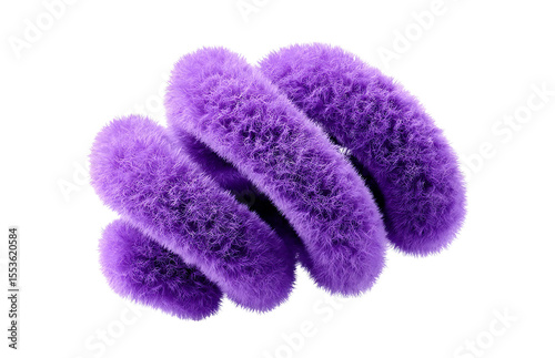 Violet abstract fluffy spiral. 3d design element isolated on white background.