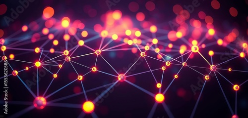Abstract network nodes and glowing lines connecting, representing virtual communication,  global,  web