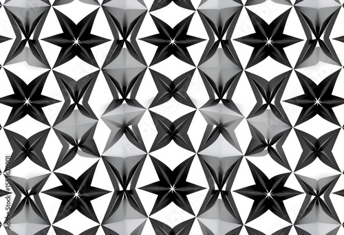 Abstract geometric shapes form a repeating monochrome vector pattern, ideal for wallpaper, geometric pattern, decor
