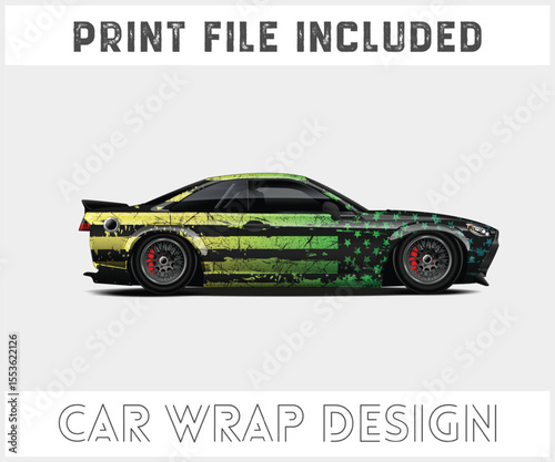 Patriotic Car Wrap Design with Print File Included