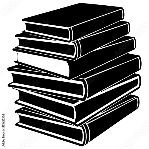 Celebrate books with this stack of books silhouette—ideal for bookmarks, t-shirt designs, educational infographics, and posters.