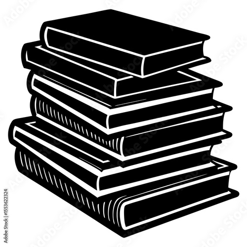 A minimalist stack of books silhouette vector—great for National Book Lovers Day, book fairs, learning posters, or stationery branding.