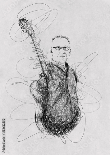 Man Holding a Guitar Sketch