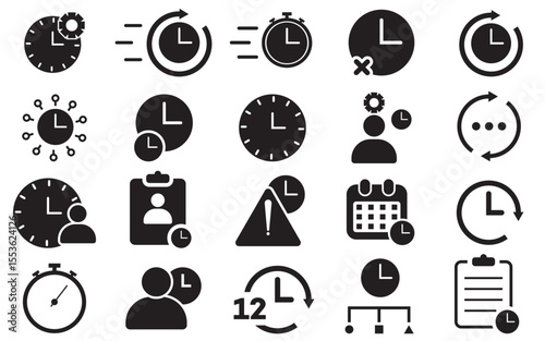 Time Management Icon Vector for Productivity, Scheduling, and Efficiency Concept