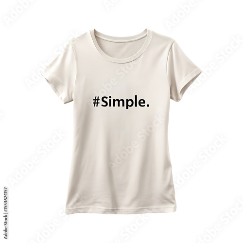 Wallpaper Mural A beige tshirt with the words simple printed on it is isolated on white background Torontodigital.ca