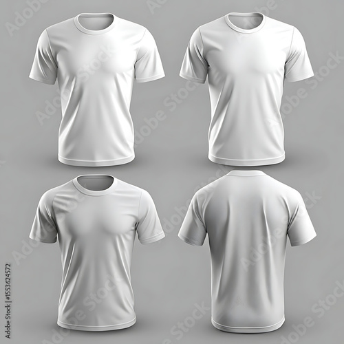 Wallpaper Mural Four views of a white tshirt, front and back, isolated on a gray background Torontodigital.ca