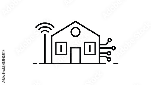 Modern smart home icon with wifi signal and circuit board connections