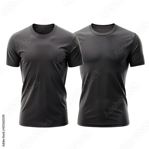 Wallpaper Mural Two black tshirts are isolated on white background, showcasing front and back views for apparel design Torontodigital.ca