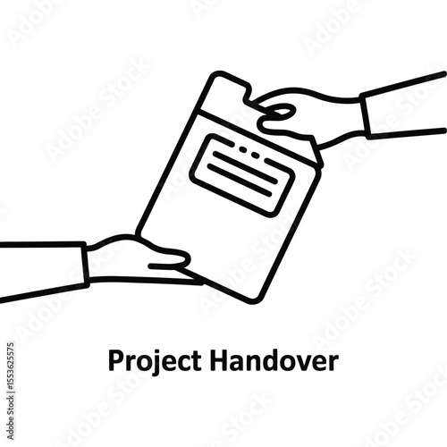 Two hands passing a document or folder symbolizing project handover