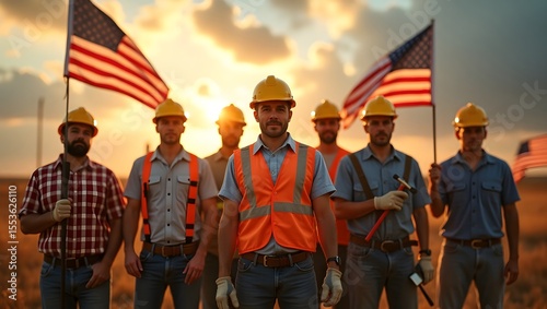 United in Labor: American Workers Standing Strong Under the Sunset Sky