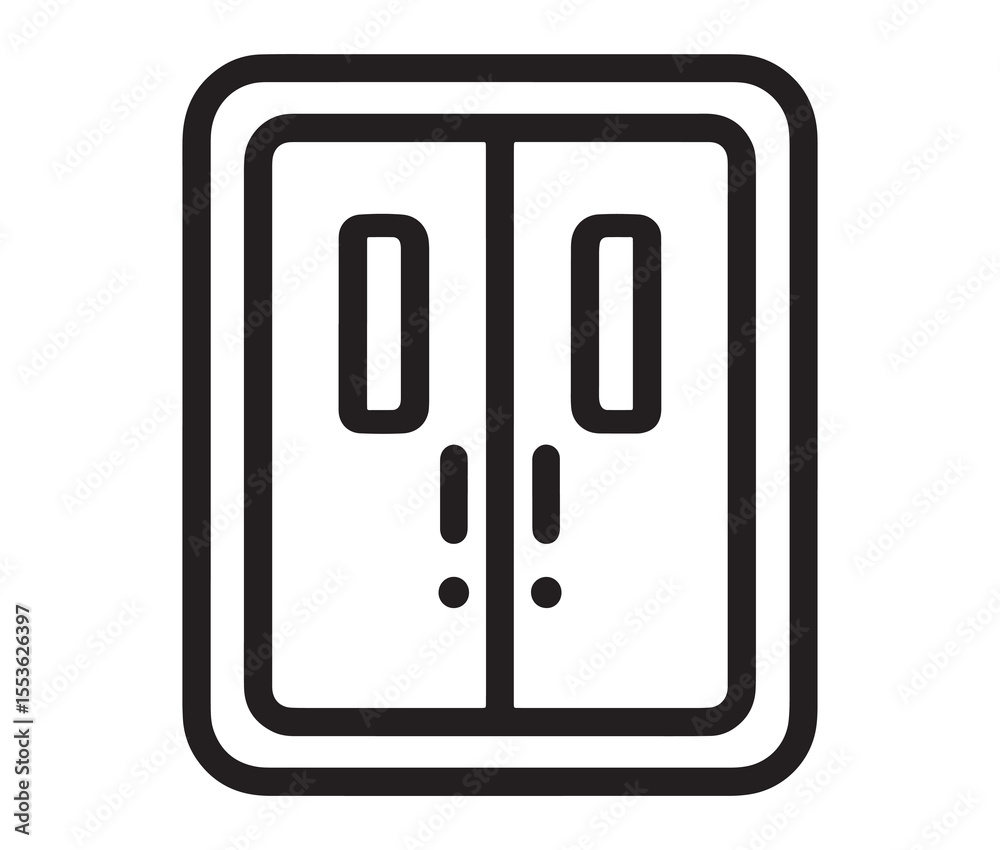Open door isolated on white background. Minimal line art door illustration. Open door isolated on white background. Minimal line art door illustration.