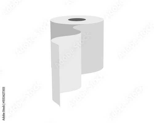 Clean, minimalist illustration of a paper towel roll with a gently flowing end.  Perfect for representing cleanliness, hygiene, simplicity, or resourcefulness.