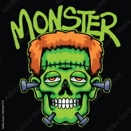 Green Monster Head Urban Streetwear Art