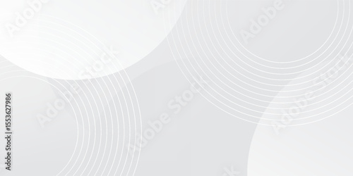 White geometric abstract background overlap layer on bright space with lines effect decoration. Modern graphic design element circles style concept for banner.