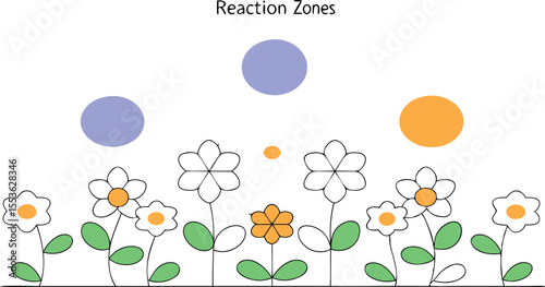 Blueprint-style floral field overlaid with molecular diagrams