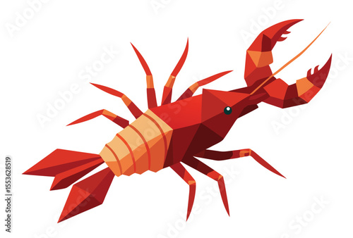 Low Poly Lobster Vector Art, Polygonal Geometric Style Marine Icon for Seafood Design