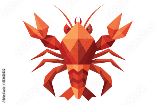 Lobster Low Poly Vector, Geometric Polygon Animal Icon, Sea Creature Clipart Illustration
