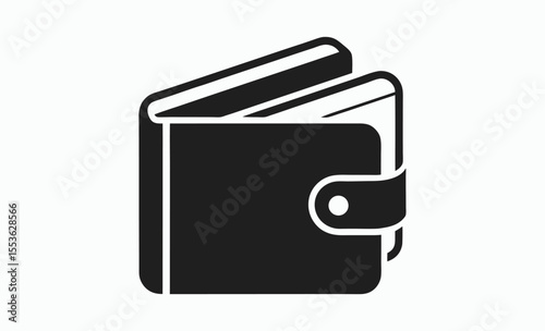 wallet icon vector, money pouch symbol, finance app illustration, digital payment graphic, black white sign
