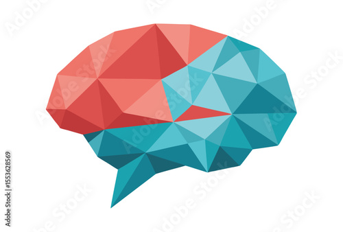 Low Poly Human Brain Polygonal Vector Icon Illustration for Anatomy and Technology