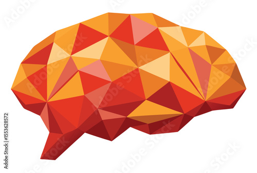 Human Brain Low Poly Vector Geometric Style Polygonal Icon for Science and Medical Design