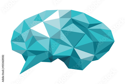Low Poly Human Brain Polygonal Vector Icon Illustration for Anatomy and Technology