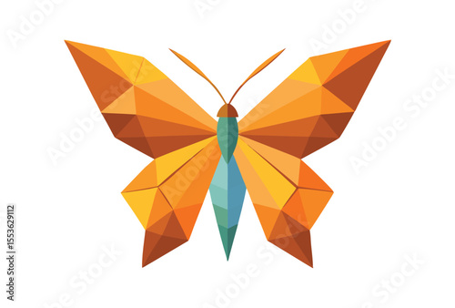 Butterfly Low Poly Vector Icon Illustration in Geometric Polygonal Style