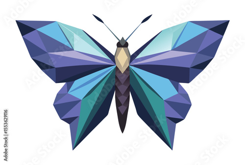 Butterfly Low Poly Vector Icon Illustration in Geometric Polygonal Style