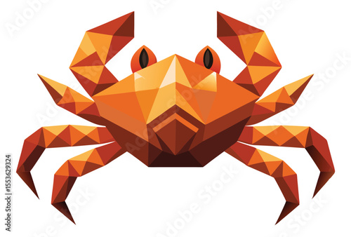 Polygonal Crab Low Poly Vector Art Illustration in Geometric Style