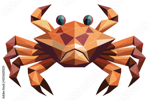 Polygonal Crab Low Poly Vector Art Illustration in Geometric Style