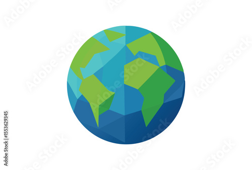 Earth Polygon Vector Clipart, Low Poly Geometric Globe Illustration for Digital Use