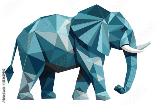 Polygonal Elephant Low Poly Art Vector Clipart in Geometric Design Style