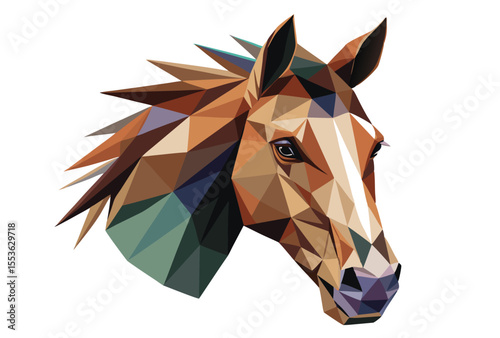 Horse Head Low Poly Vector Art, Geometric Polygonal Horse Clipart Illustration Design