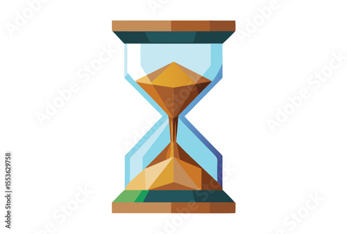 Polygonal Hourglass Vector Clipart, Low Poly Geometric Sand Clock Illustration