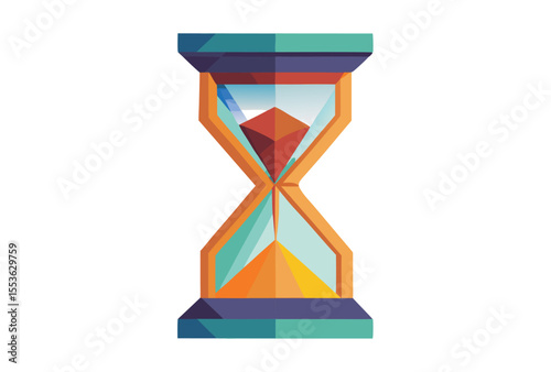 Polygonal Hourglass Vector Clipart, Low Poly Geometric Sand Clock Illustration