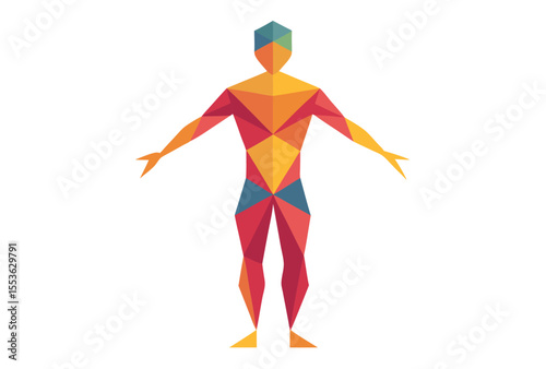 Low Poly Human Body Vector Illustration in Geometric Polygonal Style Clipart