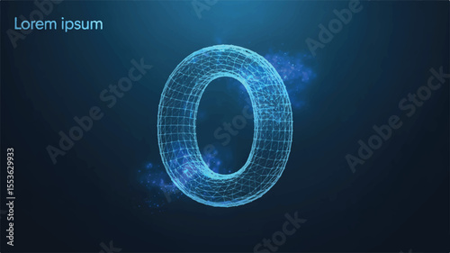 Digital Zero: A vibrant digital rendering of the number zero, formed from a network of glowing blue particles, floating against a dark blue background.