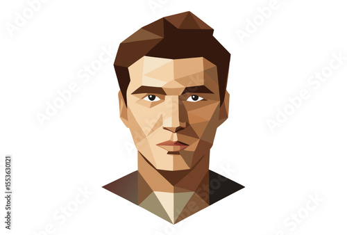 Man Head Low Poly Vector Geometric Style Polygonal Icon Illustration