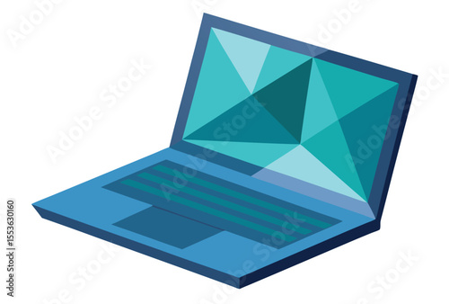 Laptop Low Poly Vector Icon Geometric Polygonal Style Illustration 
