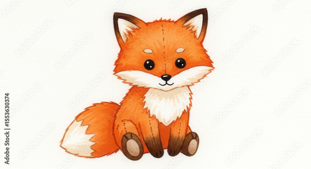 Obraz premium Cute cartoon fox illustration