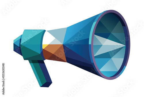 Low Poly Megaphone Vector Icon Geometric Polygonal Style Illustration