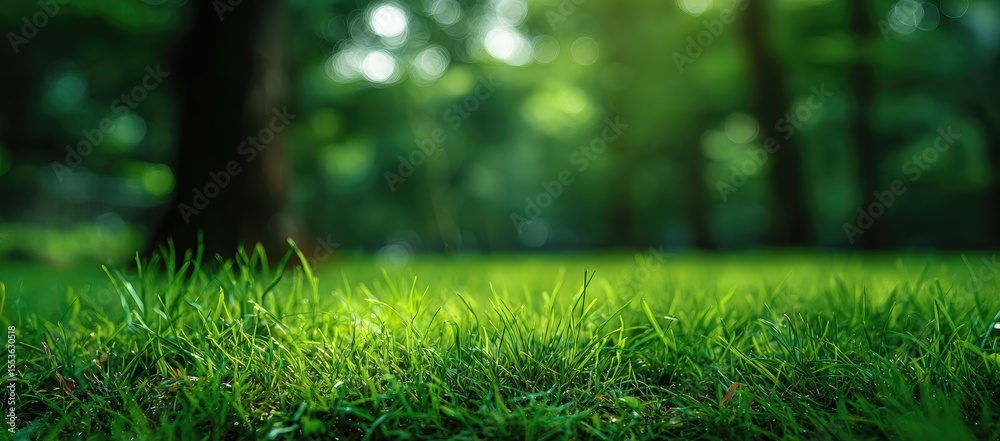 Fototapeta premium Lush green grass in a park