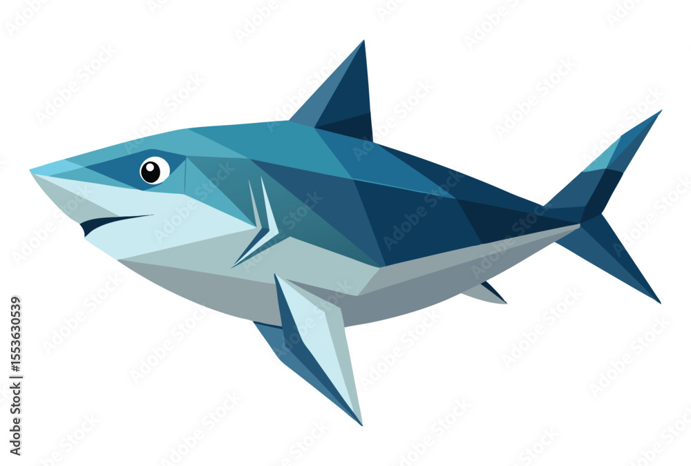 Fototapeta premium Shark Low Poly Vector Geometric Polygonal Icon Illustration