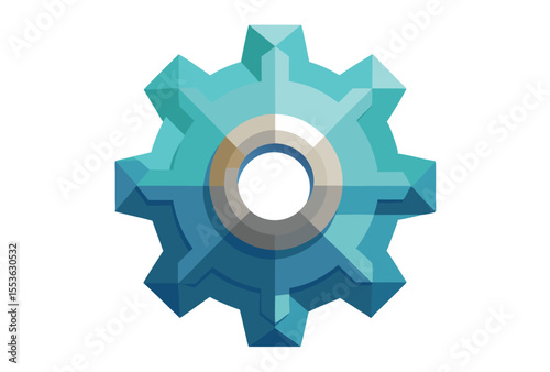 Settings Gear Icon Low Poly Vector Geometric Polygonal Style Illustration