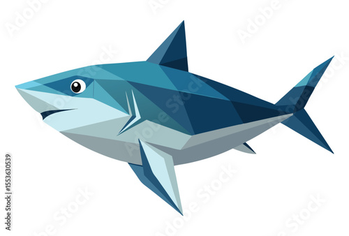 Shark Low Poly Vector Geometric Polygonal Icon Illustration