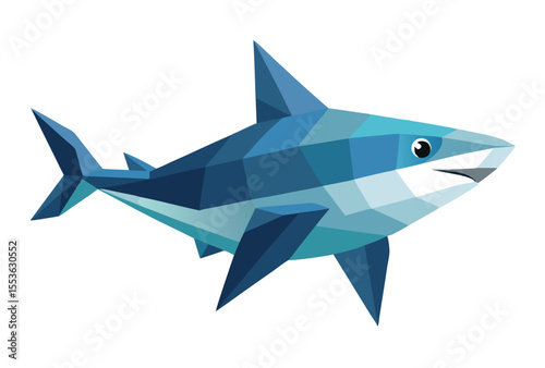 Modern Shark Low Poly Vector Polygonal Style Geometric Icon Illustration