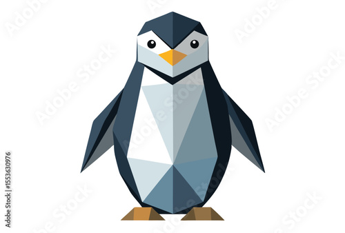 Low Poly Penguin Vector Geometric Style Polygonal Icon Illustration